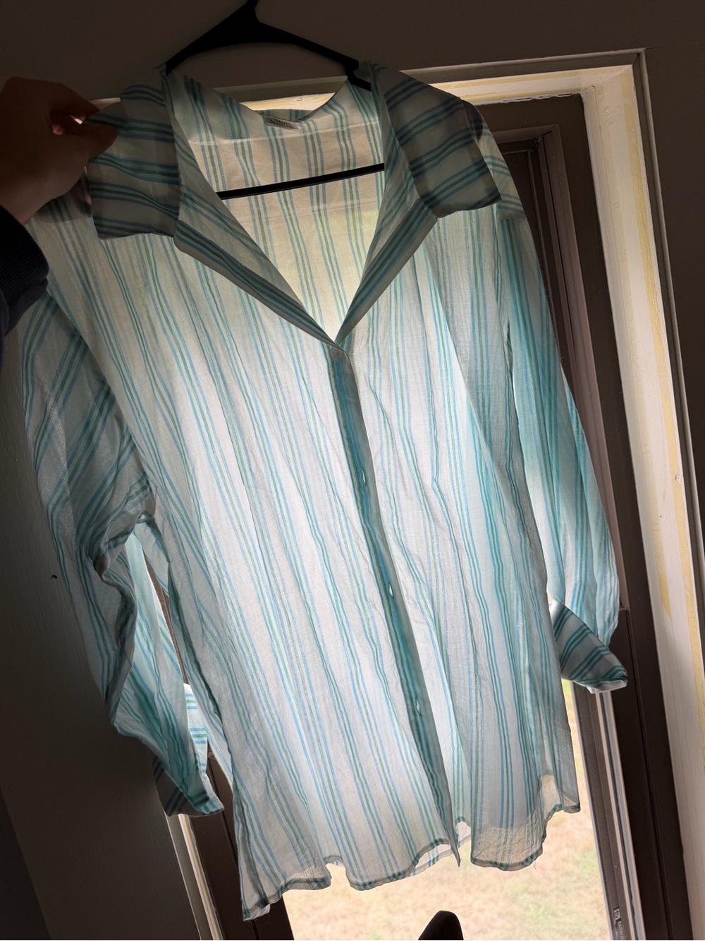 wild fable Men’s Striped Button-Down Shirt — Light Blue/White